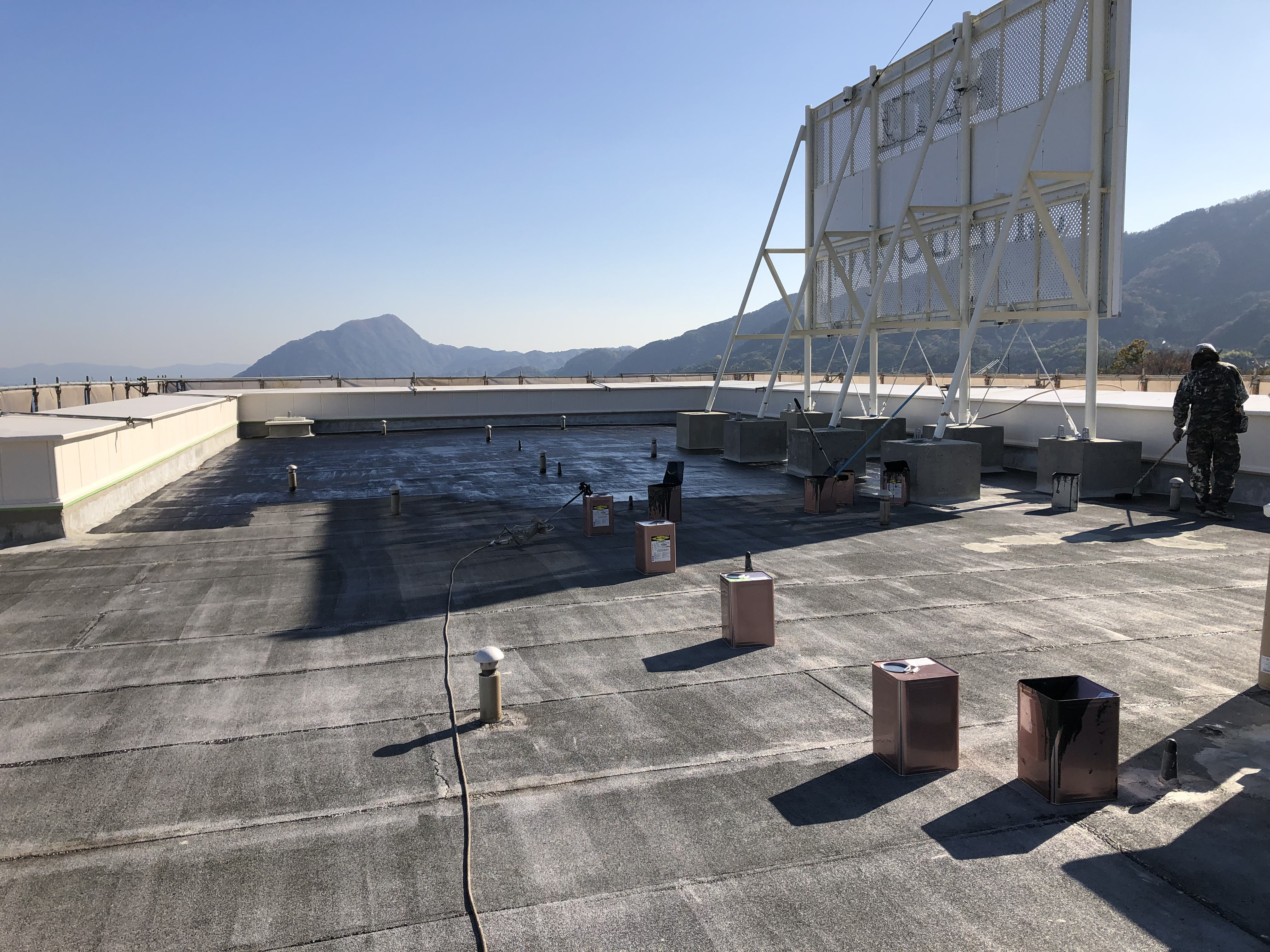 屋上防水 下塗り施工後